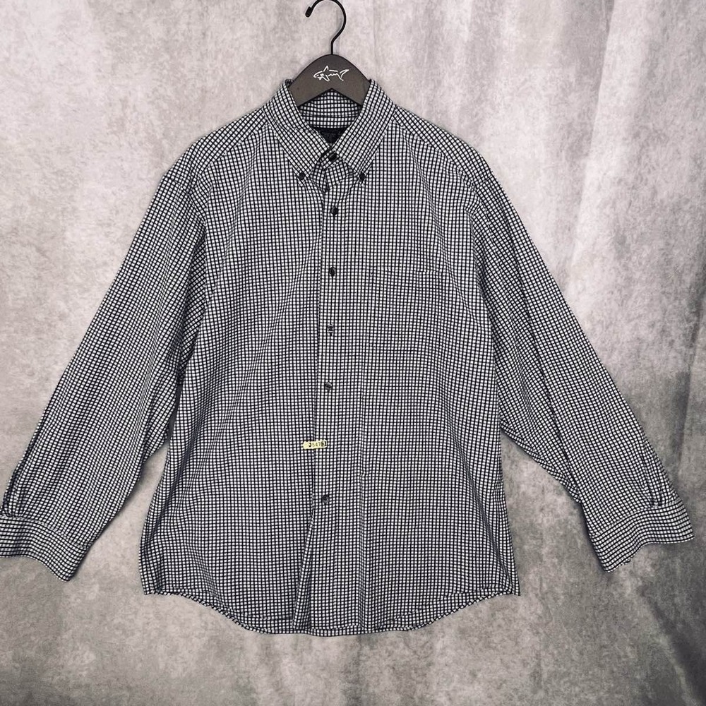 Brooks Brothers Men's Large‎ Shirt Blue White Check 100% Cotton - Picture 3 of 10